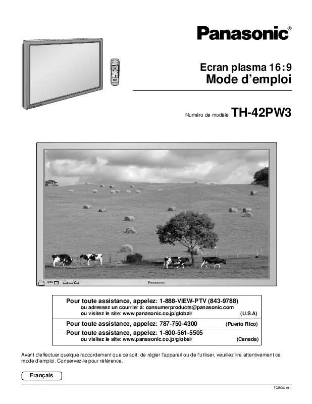 Mode d'emploi PANASONIC TH-42PW3U