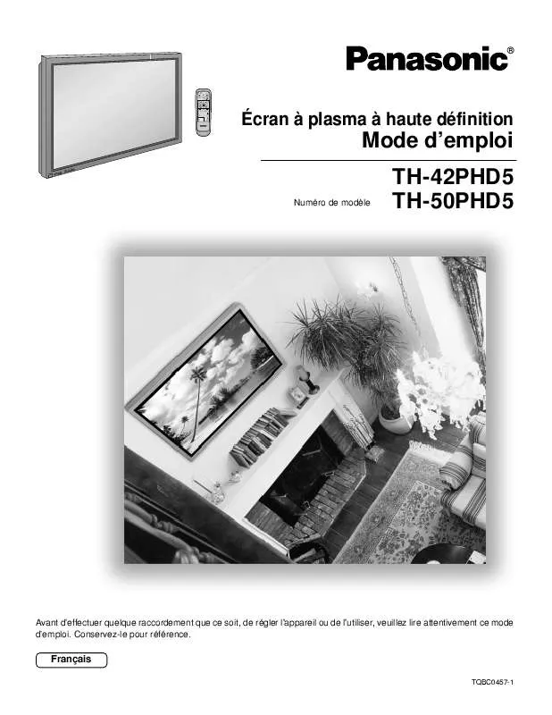 Mode d'emploi PANASONIC TH-50PHD5UY