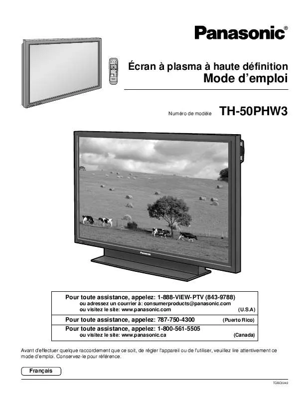 Mode d'emploi PANASONIC TH-50PHW3U