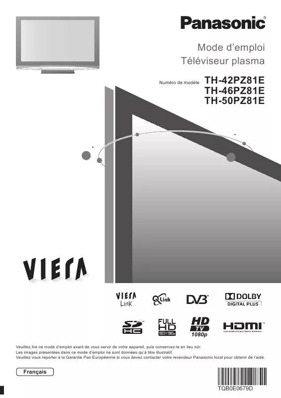 Mode d'emploi PANASONIC TH-50PZ81E