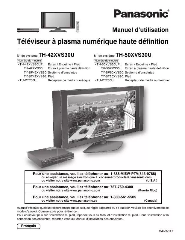 Mode d'emploi PANASONIC TH-50XVS30U