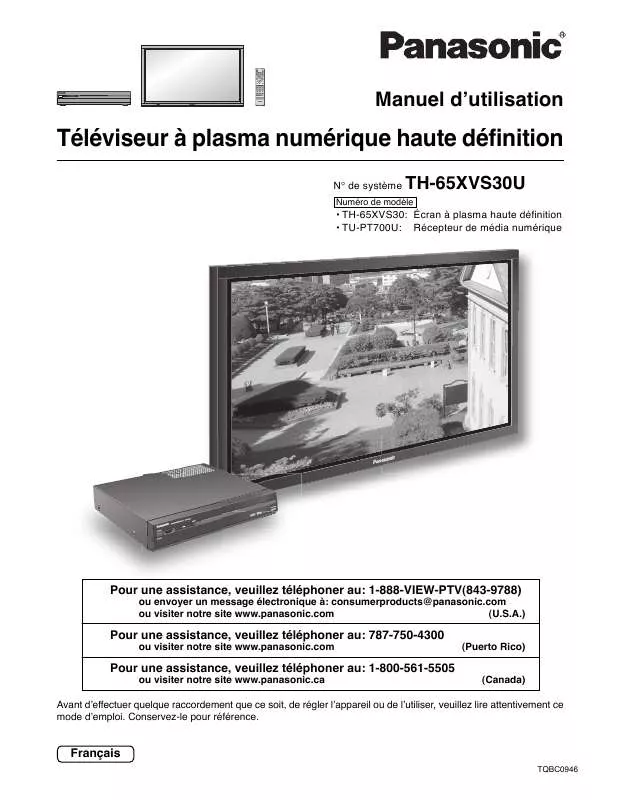 Mode d'emploi PANASONIC TH-65XVS30