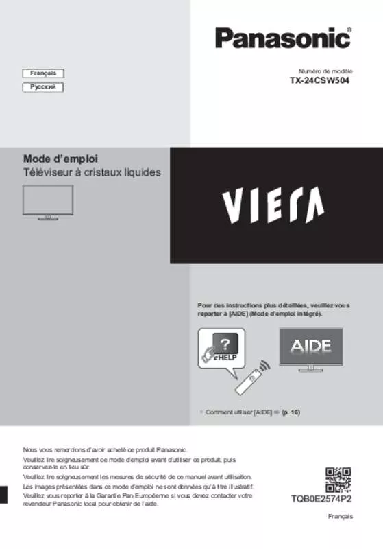 Mode d'emploi PANASONIC TX-24CSW504