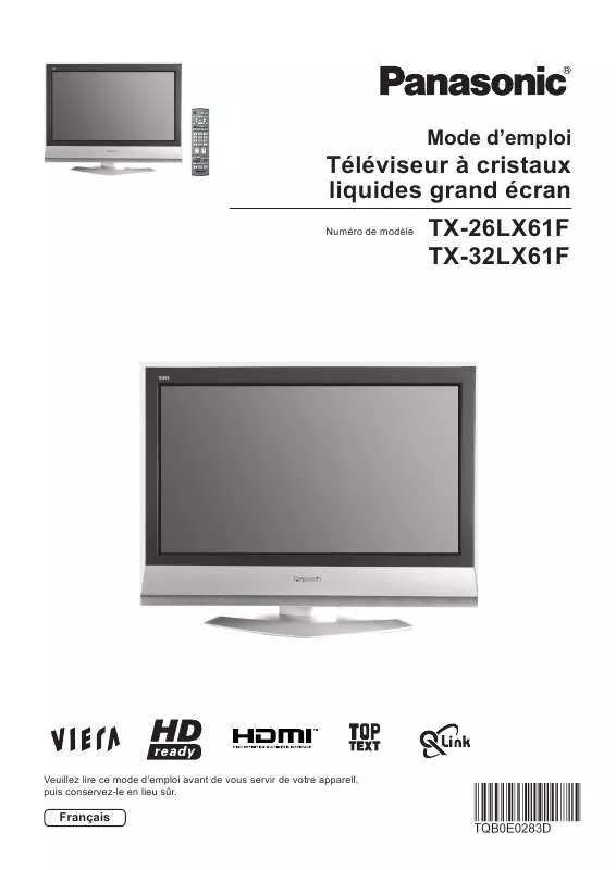 Mode d'emploi PANASONIC TX-26LX61F