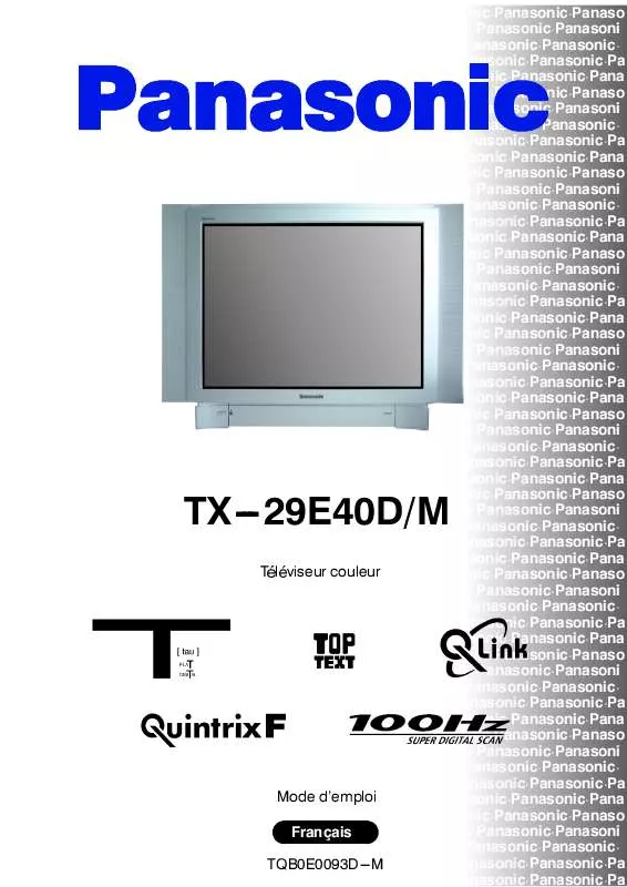 Mode d'emploi PANASONIC TX-29E40DM