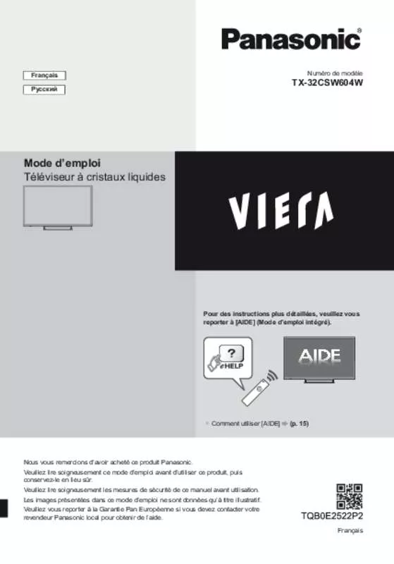 Mode d'emploi PANASONIC TX-32CSW604W