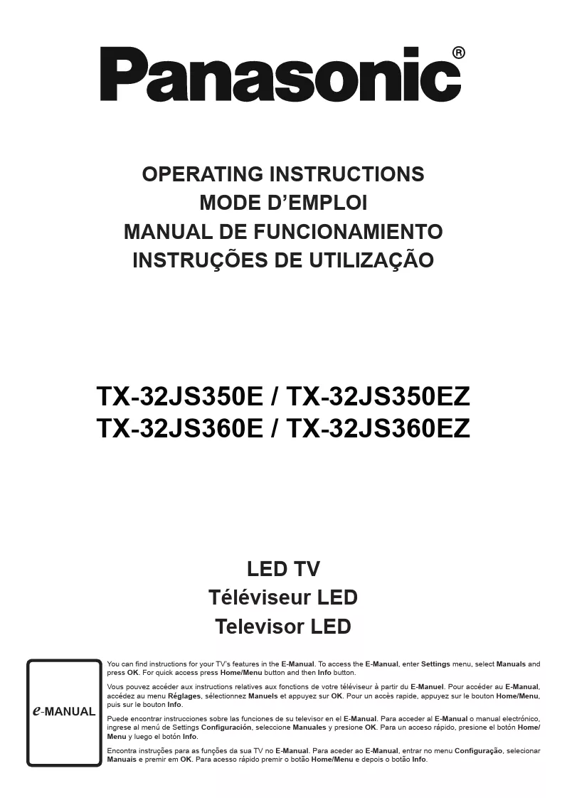 Mode d'emploi PANASONIC TX32JS360E