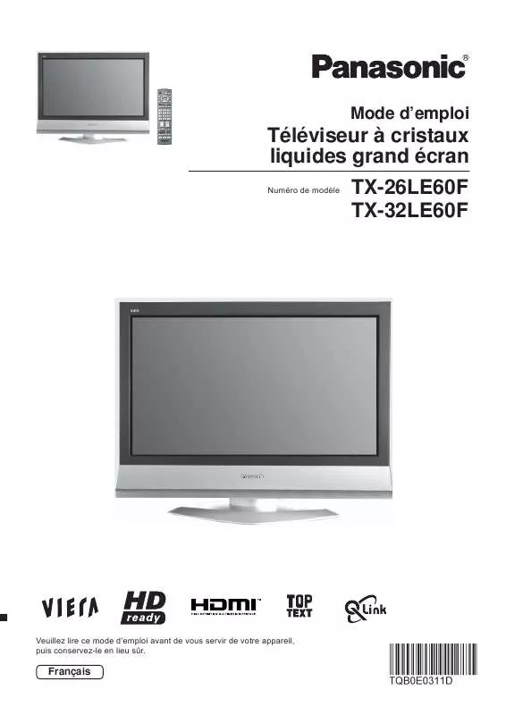 Mode d'emploi PANASONIC TX-32LE60F