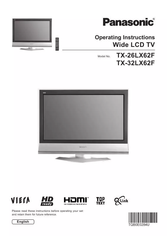 Mode d'emploi PANASONIC TX32LX62F