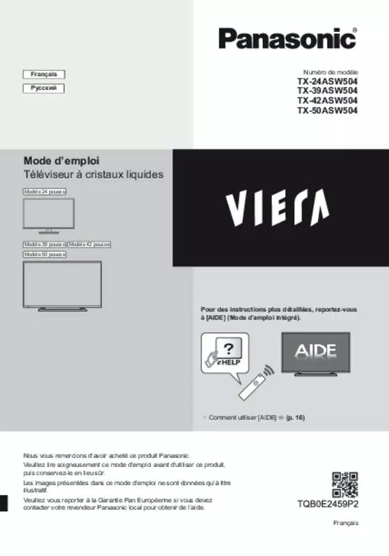 Mode d'emploi PANASONIC TX-42ASW504