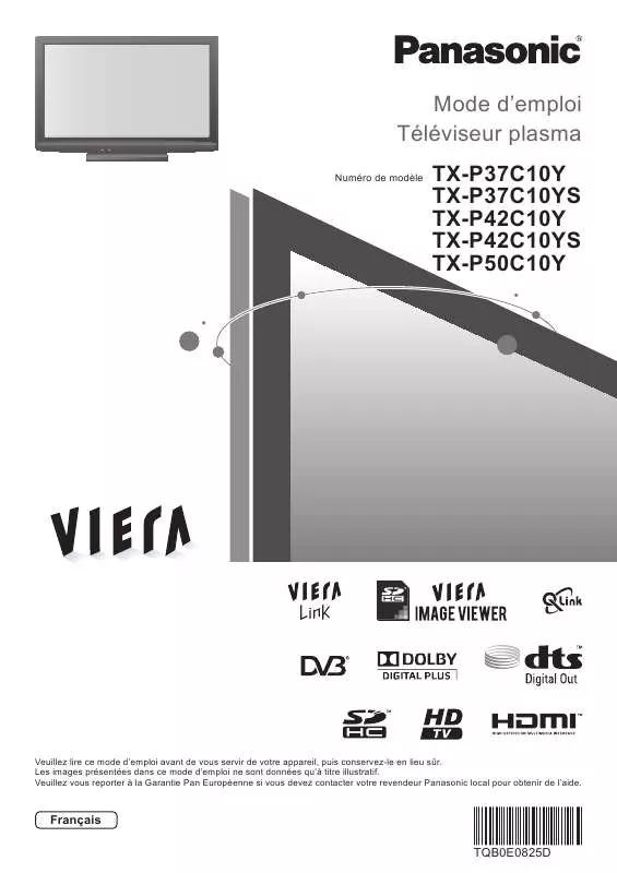 Mode d'emploi PANASONIC TX-P42C10YS