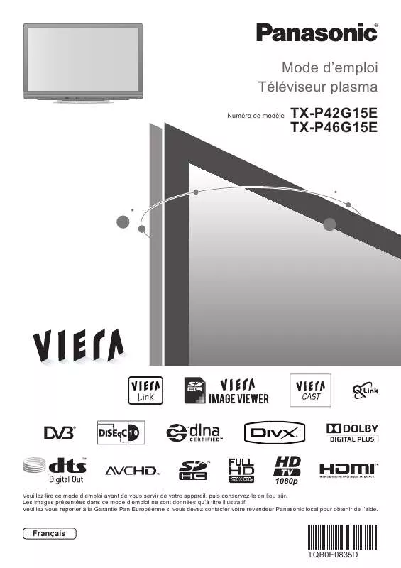 Mode d'emploi PANASONIC TX-P46G15E