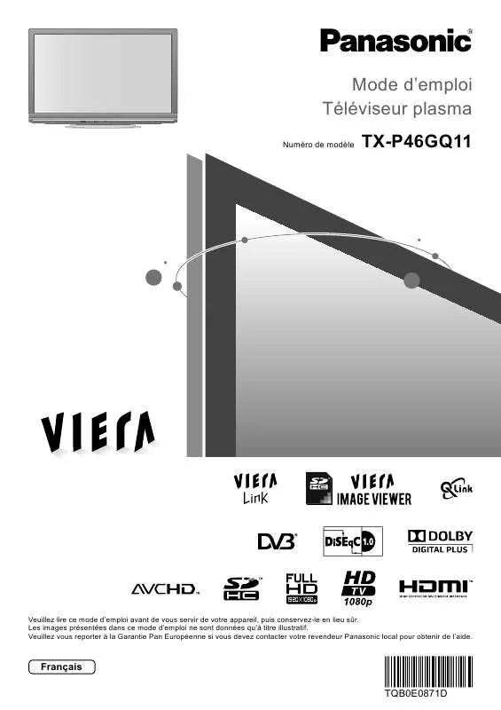 Mode d'emploi PANASONIC TX-P46GQ11