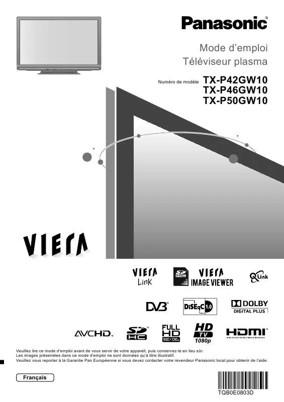 Mode d'emploi PANASONIC TX-P46GW10