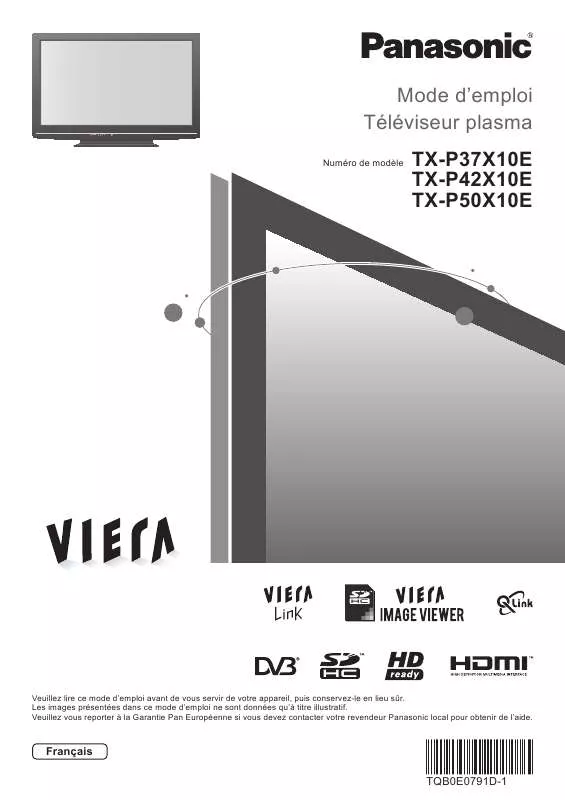 Mode d'emploi PANASONIC TX-P50X10E