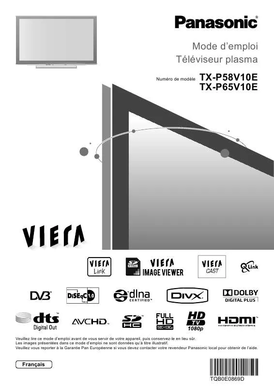 Mode d'emploi PANASONIC TX-P58V10E