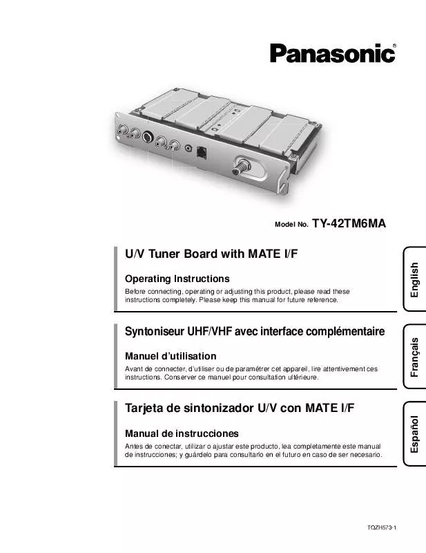 Mode d'emploi PANASONIC TY-42TM6MA