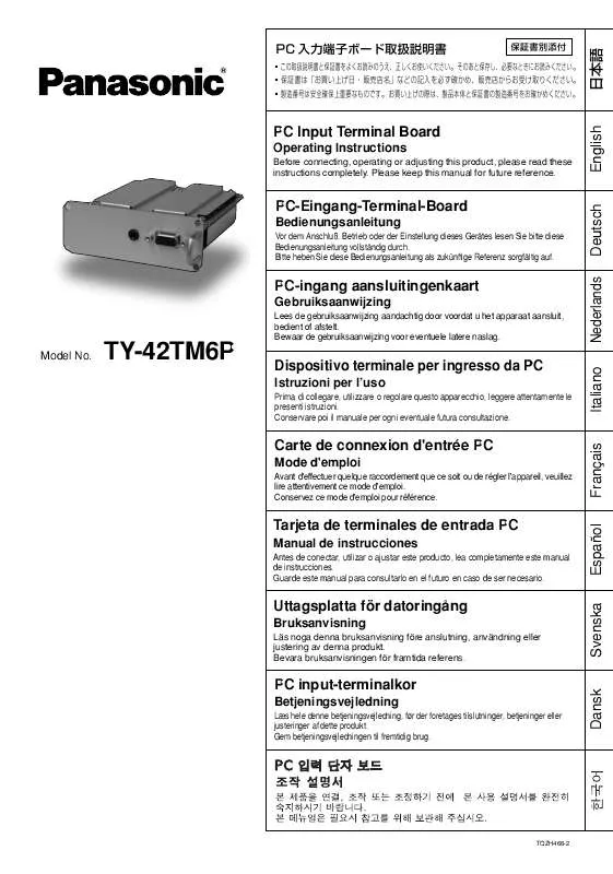 Mode d'emploi PANASONIC TY-42TM6P