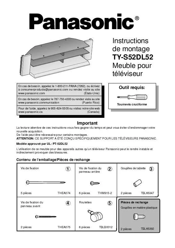 Mode d'emploi PANASONIC TY-S52DL52