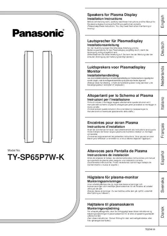 Mode d'emploi PANASONIC TY-SP65P7WK