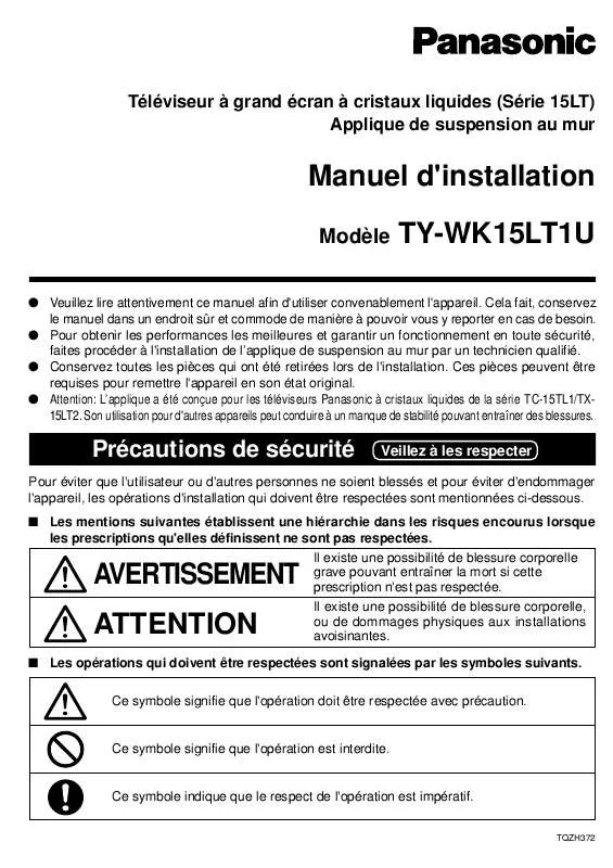 Mode d'emploi PANASONIC TY-WK15LT1U