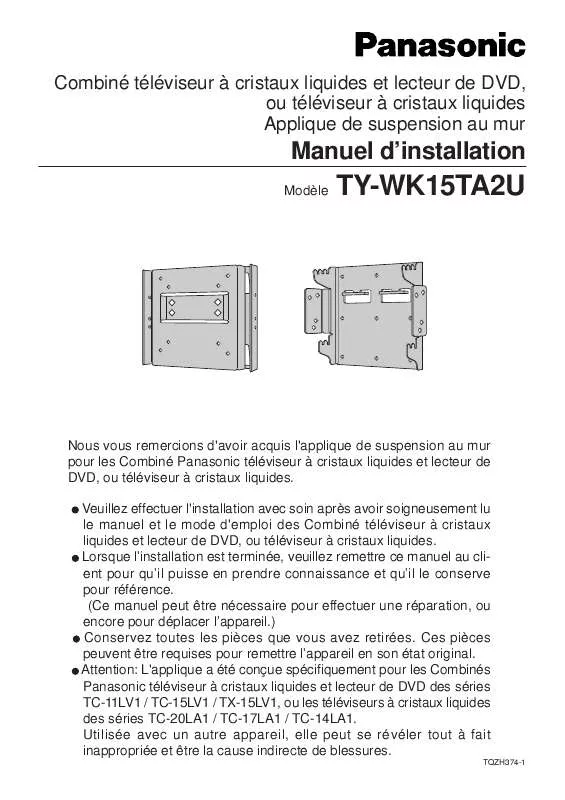 Mode d'emploi PANASONIC TY-WK15TA2U