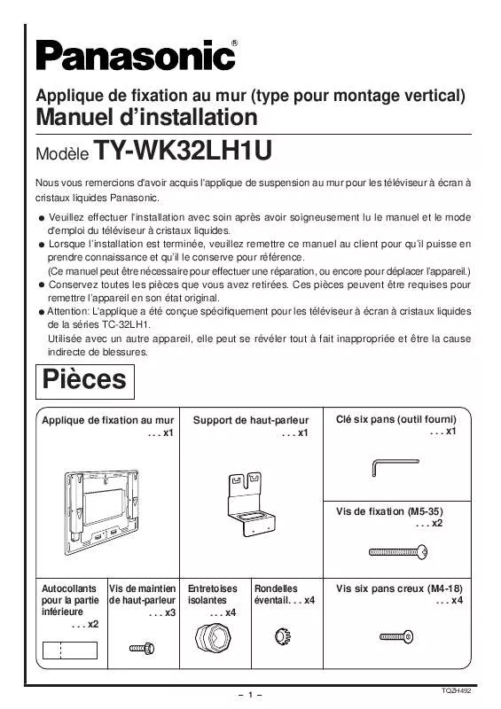 Mode d'emploi PANASONIC TY-WK32LH1U