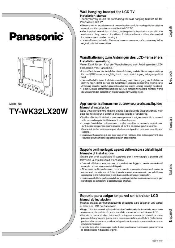 Mode d'emploi PANASONIC TY-WK32LX20W