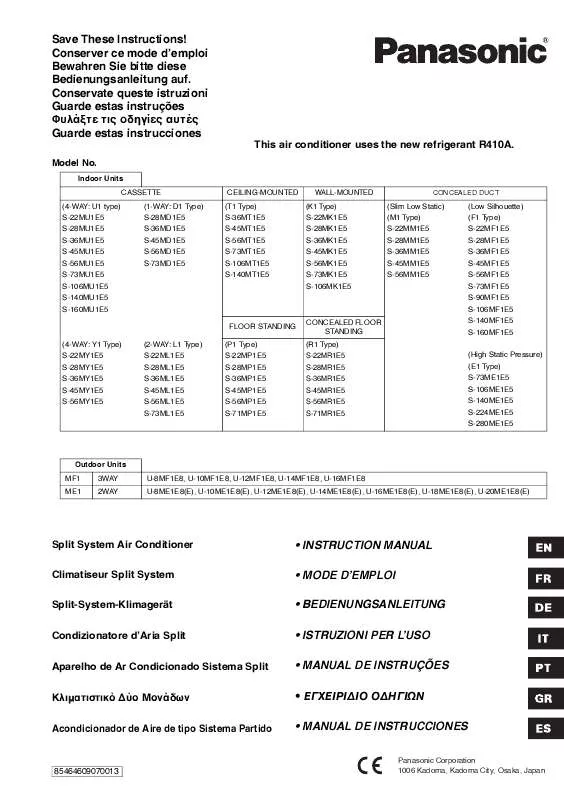 Mode d'emploi PANASONIC U-12ME1E8E