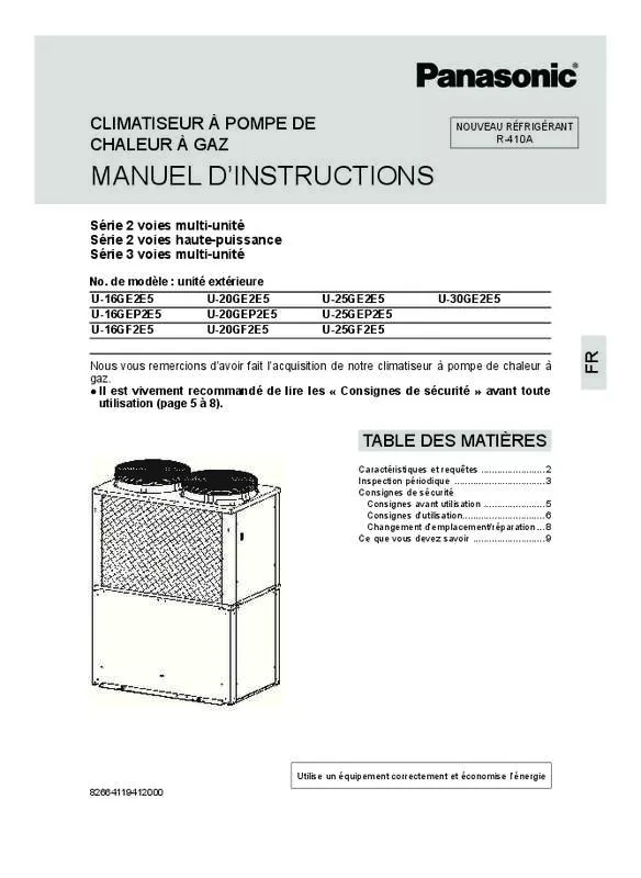 Mode d'emploi PANASONIC U-16GE2E5