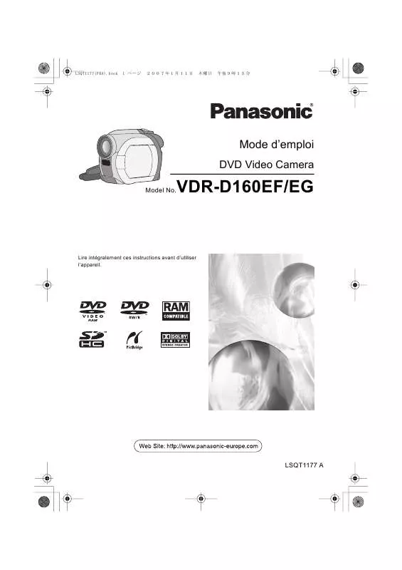 Mode d'emploi PANASONIC VDR-D160EG