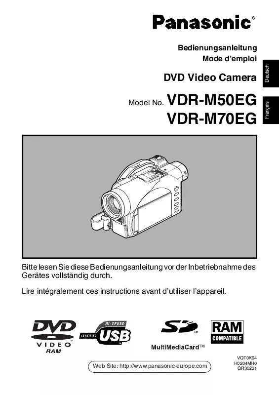 Mode d'emploi PANASONIC VDR-M50EG