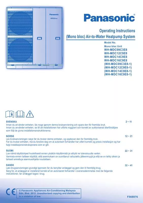 Mode d'emploi PANASONIC WHMDC09C3E81