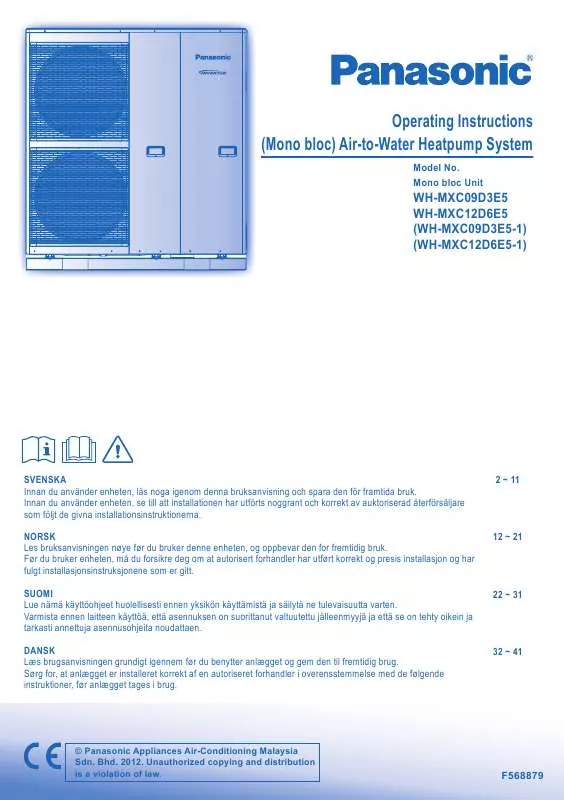 Mode d'emploi PANASONIC WHMXC09D3E51