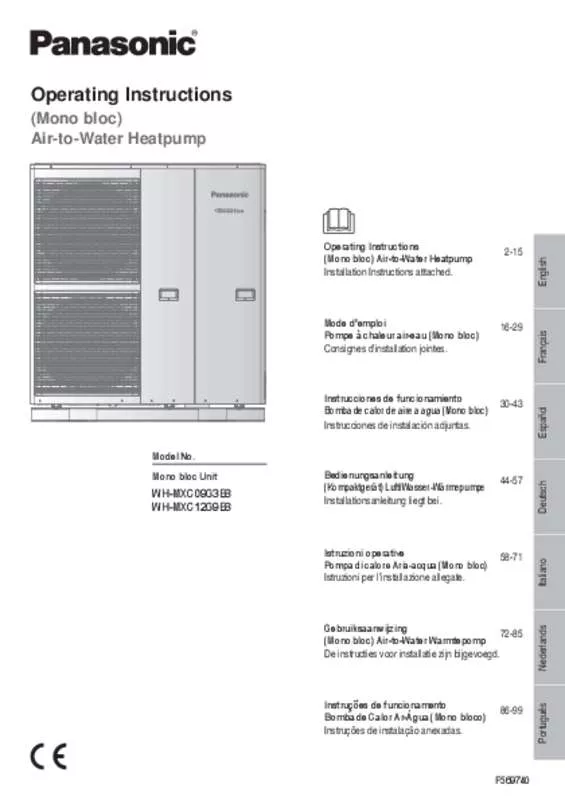 Mode d'emploi PANASONIC WHMXC09G3E8