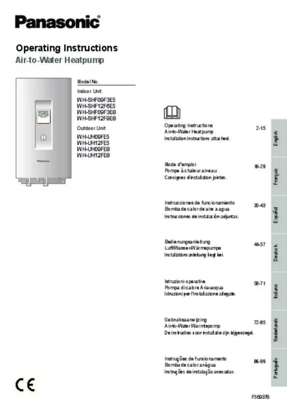 Mode d'emploi PANASONIC WH-SHF09F3E5