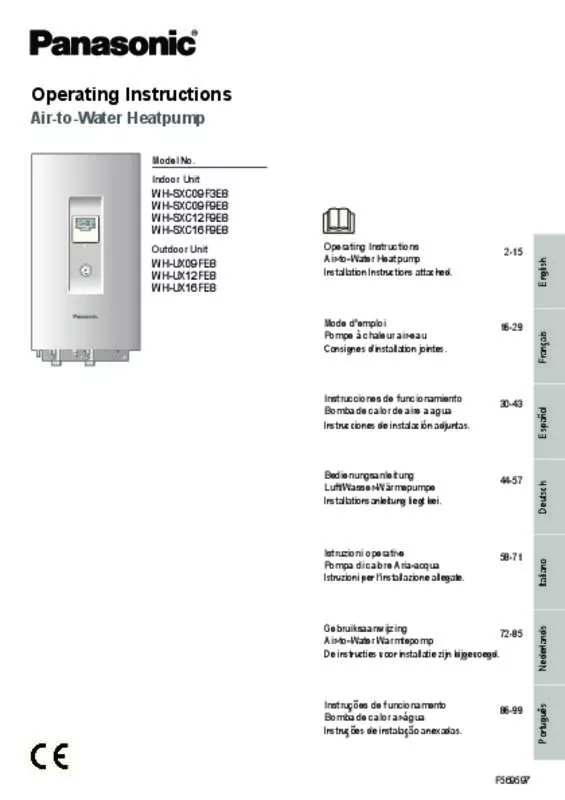 Mode d'emploi PANASONIC WH-SXC09F3E8