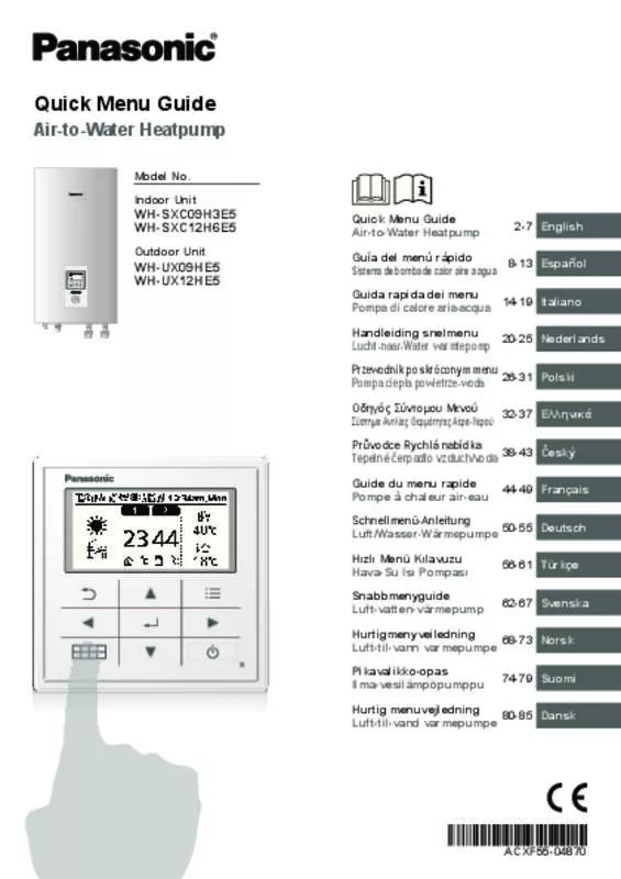 Mode d'emploi PANASONIC WH-SXC09H3E5