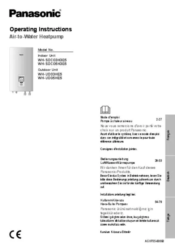 Mode d'emploi PANASONIC WH-UD03HE5