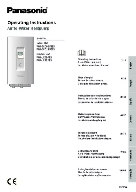 Mode d'emploi PANASONIC WH-UX12FE5