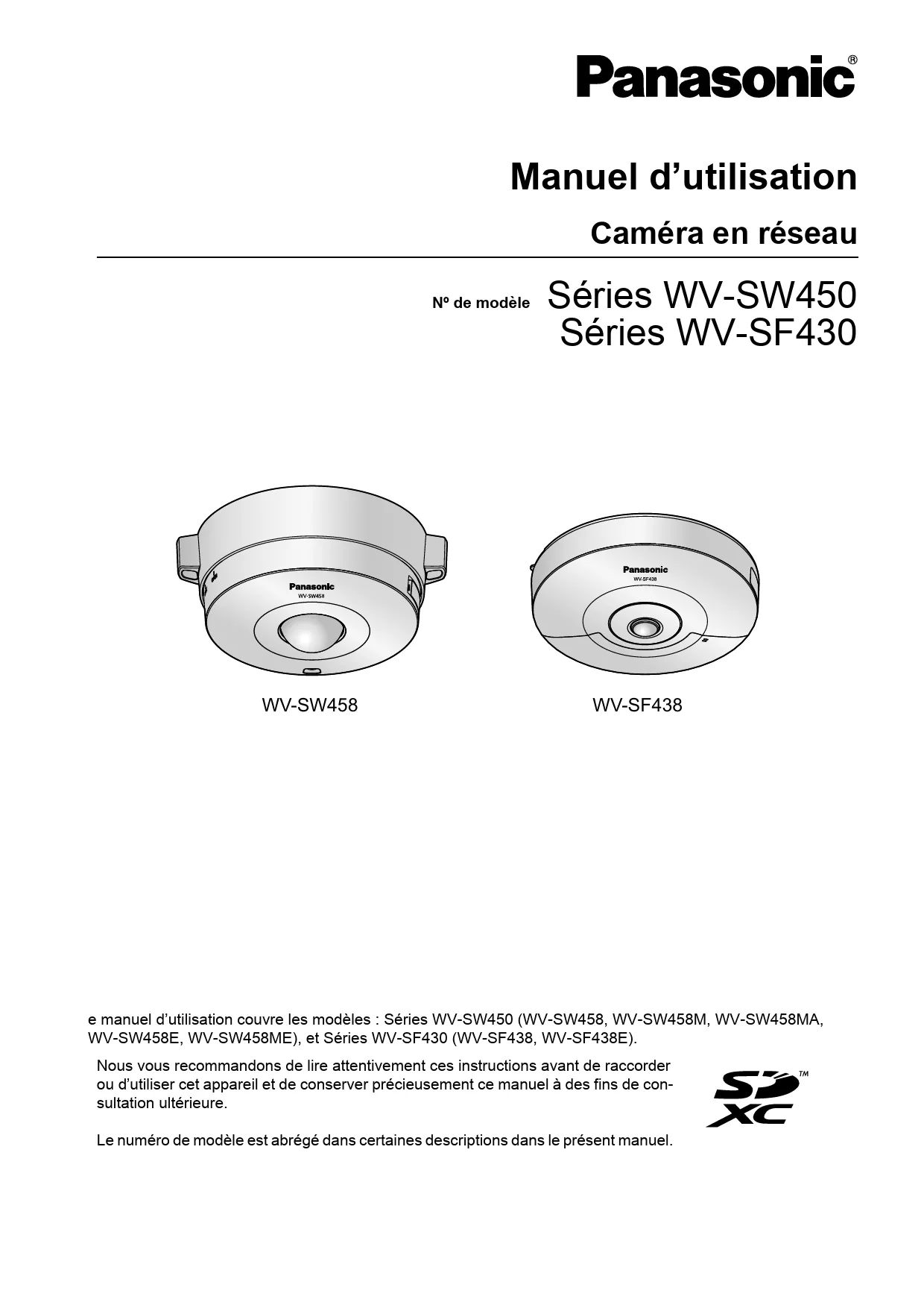 Mode d'emploi PANASONIC WV-SF438E