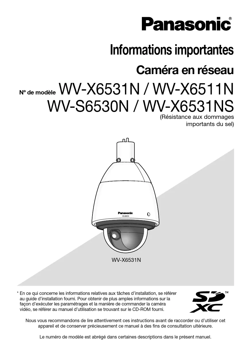 Mode d'emploi PANASONIC WV-X6511N