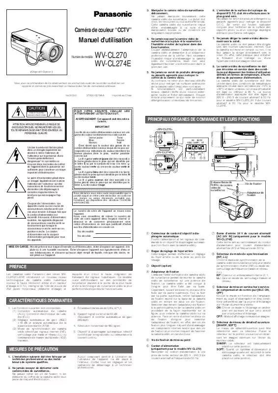 Mode d'emploi PANASONIC WVCL274