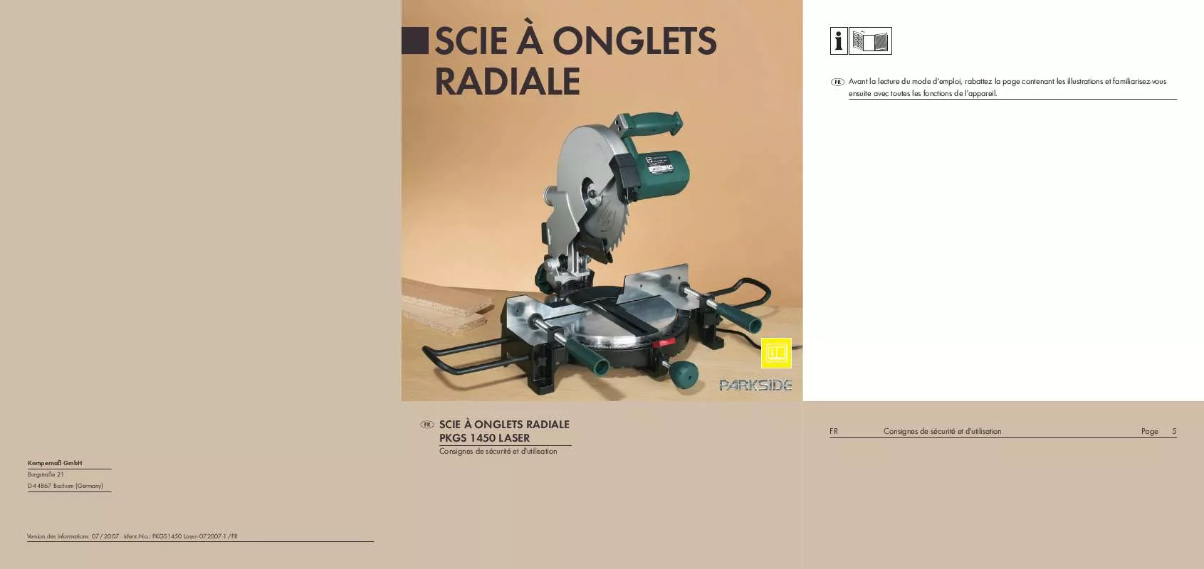 Mode d'emploi PARKSIDE KH 3175 CHOP AND MITRE SAW