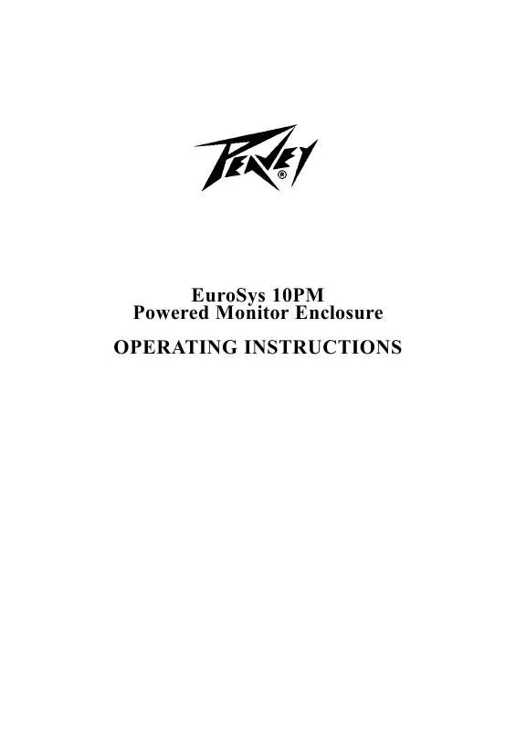 Mode d'emploi PEAVEY EUROSYS 10PM