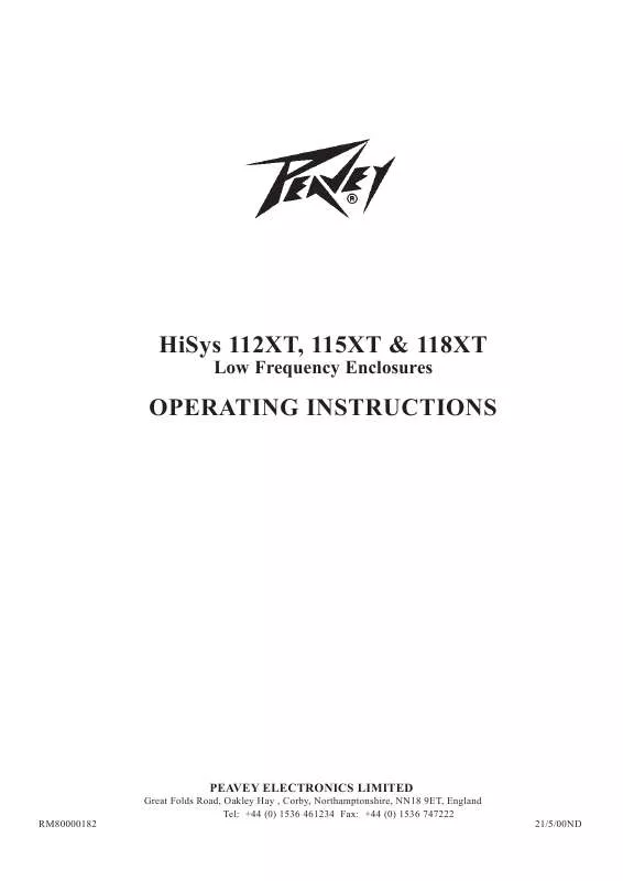 Mode d'emploi PEAVEY HISYS 112XT