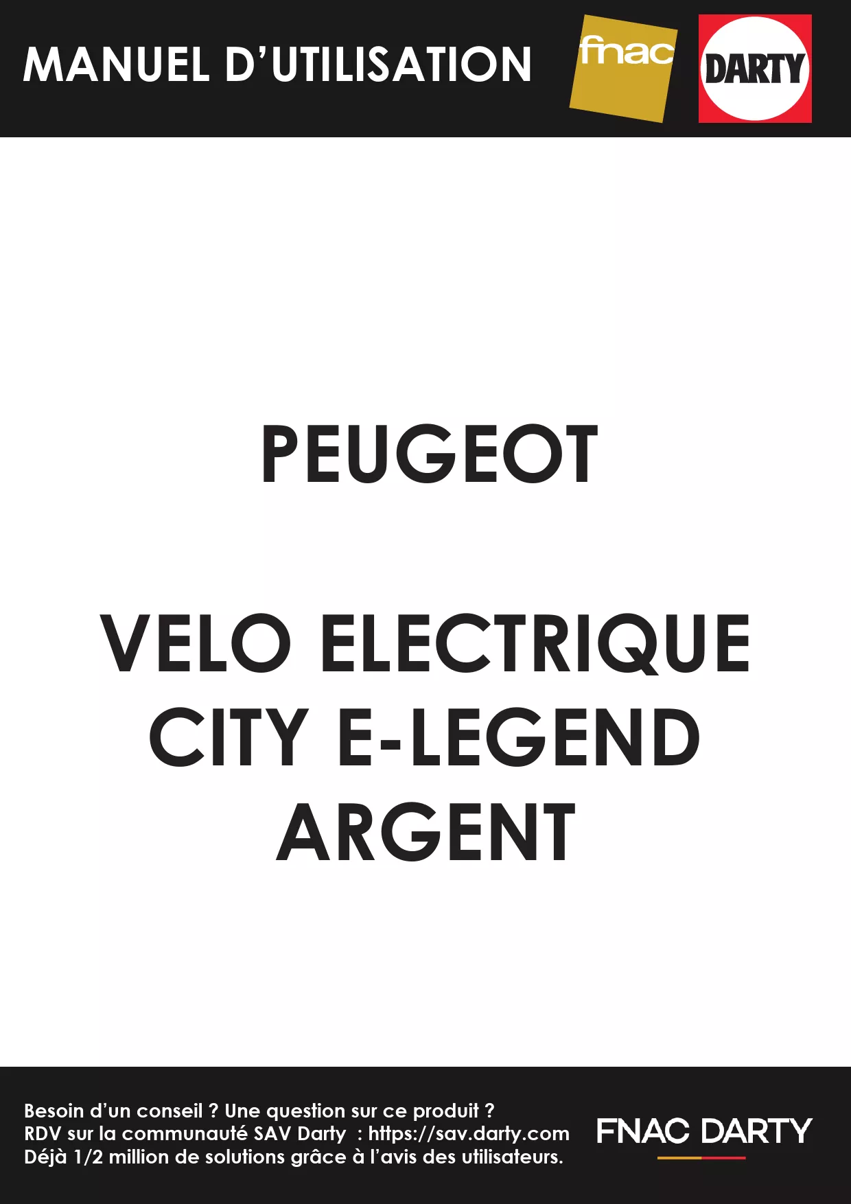 Mode d'emploi PEUGEOT CITY E-LEGEND