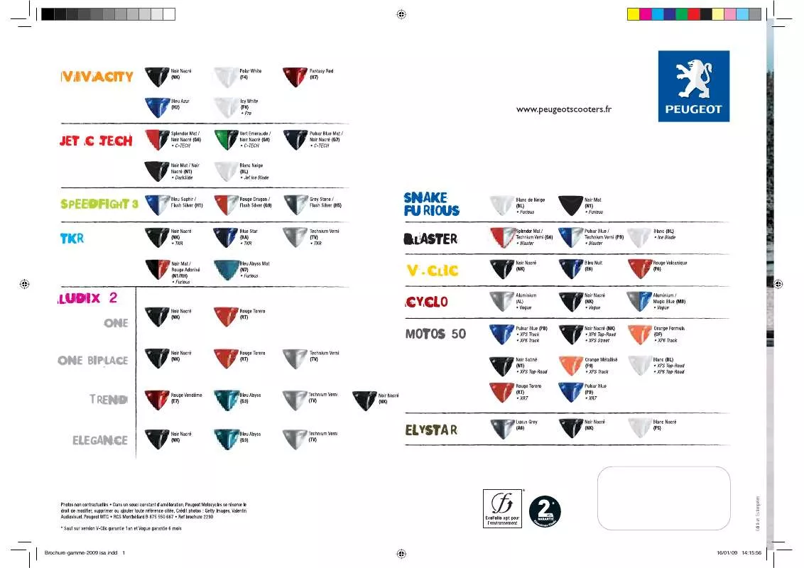 Mode d'emploi PEUGEOT VOGUE VS2