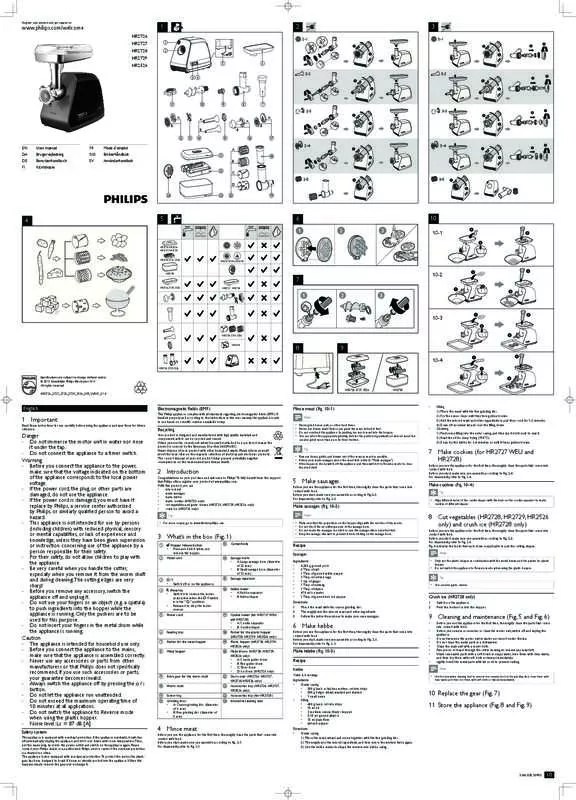 Mode d'emploi PHILIPS  HR2726/90 