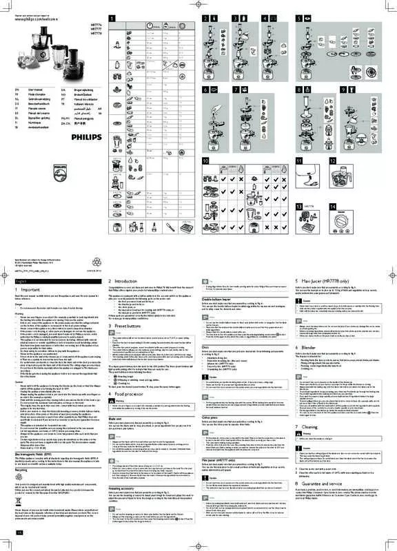 Mode d'emploi PHILIPS  HR7776/90 